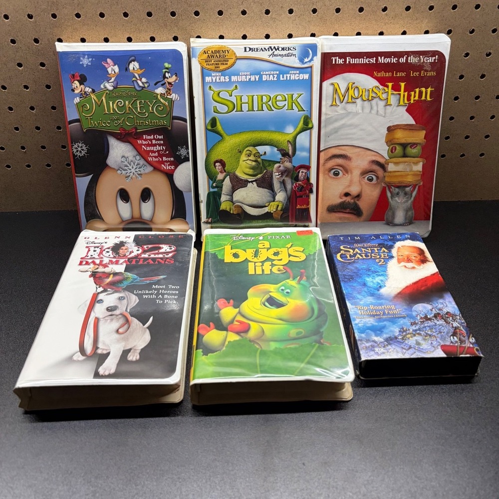 Lot of 6 Mixed Kids VHS Tapes 4 Walt Disney, 1 Pixar, Other is Mouse hunt